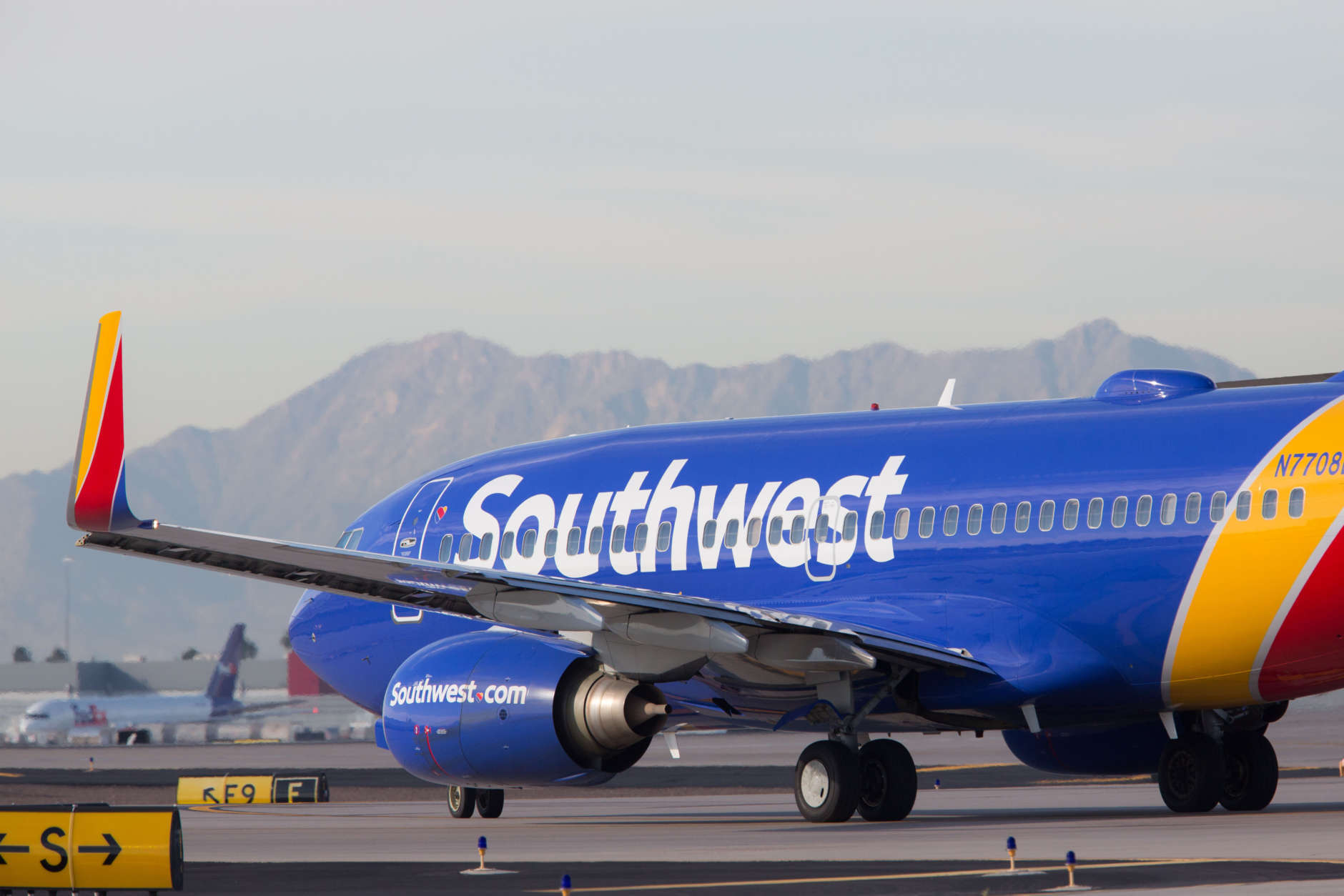 A Southwest Airlines Boeing 737 on a taxiway