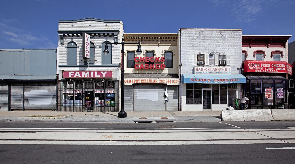 A 2010 photo of buildings on H Street NE between 7th and 8th streets, Washington, D.C. (he George F. Landegger Collection of District of Columbia Photographs in Carol M. Highsmith's America, Library of Congress, Prints and Photographs Division)
