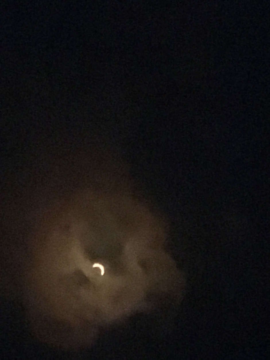 A view of the eclipse from a cellphone through NASA glasses near Lake Anna, Virginia at around 2:40 p.m. (Courtesy Sandy Garner)