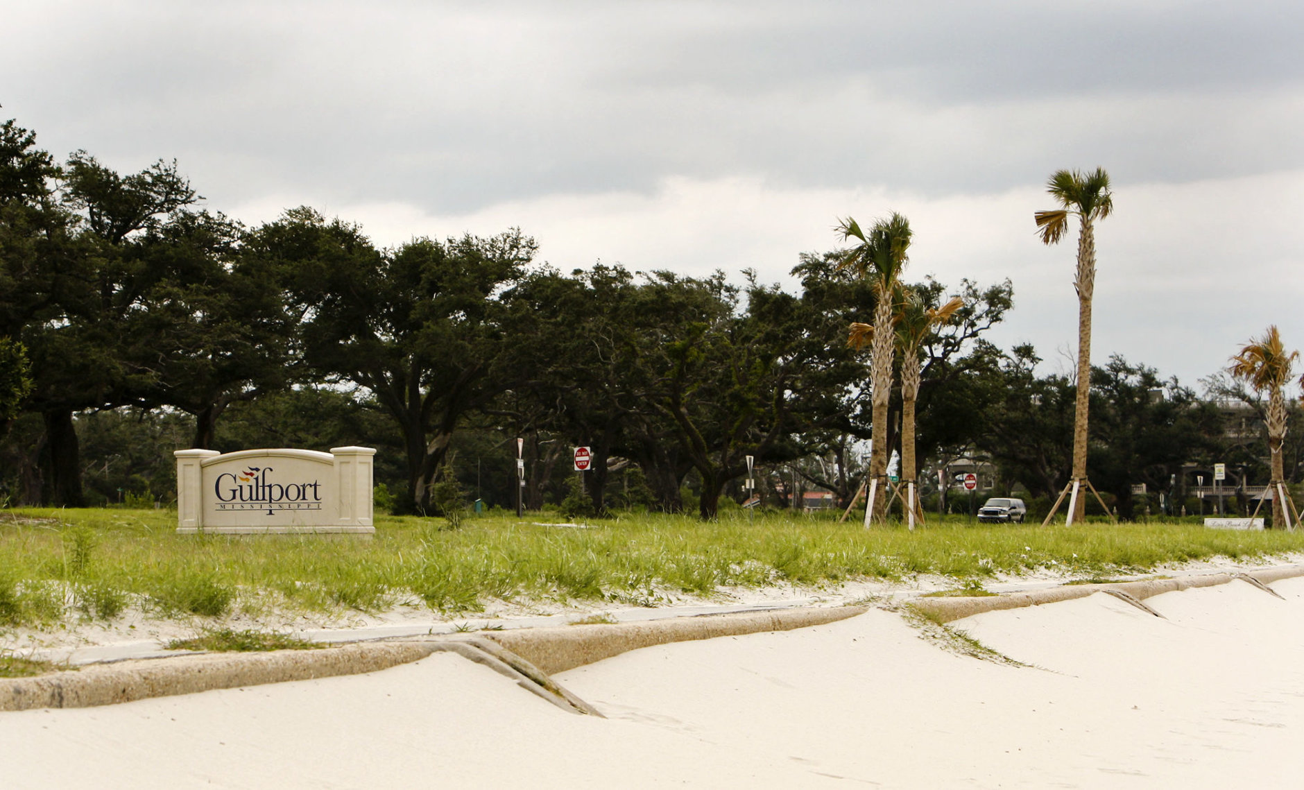 The Gulfport, Miss. sign is displayed on Highway 90, the route follows along the Gulf of New Mexico for miles, Wednesday, Aug. 12, 2009. Hurricane Camille hit the Mississippi coast on Aug.17, 1969. (AP Photo/Judi Bottoni)