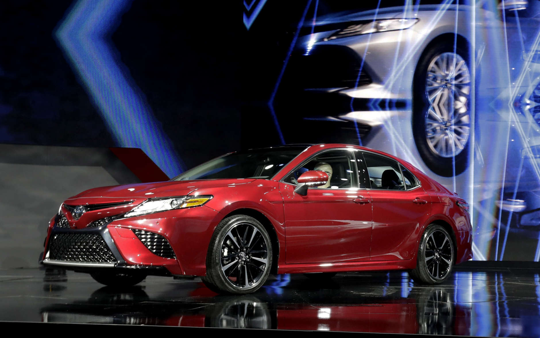 The 2018 Toyota Camry is presented at the North American International Auto show, Monday, Jan. 9, 2017, in Detroit. Toyota unveiled the eighth-generation Camry at the auto show Monday. (AP Photo/Carlos Osorio)
