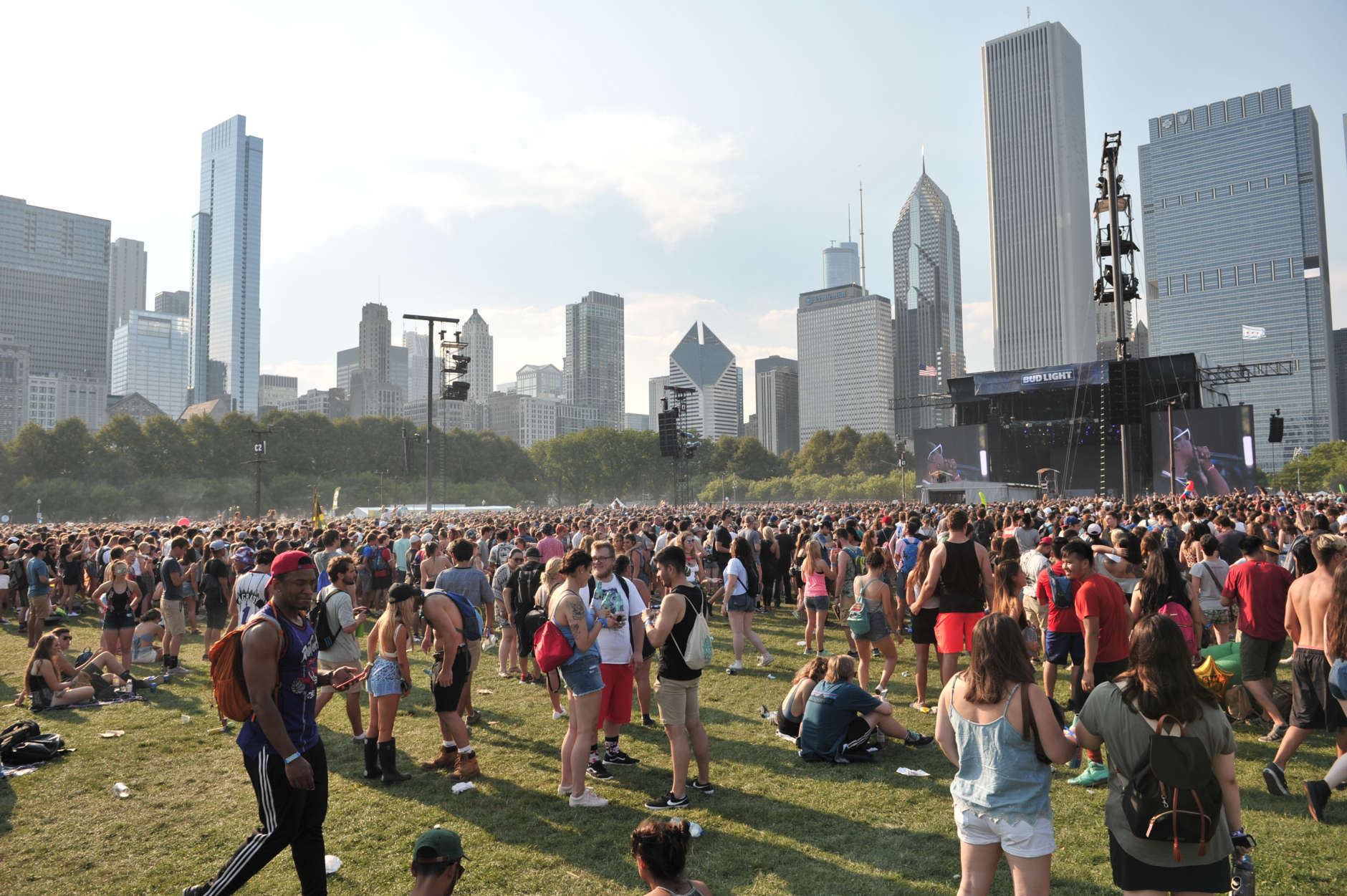 Atmosphere on day one at Lollapalooza in Grant Park on Thursday, Aug 3, 2017 in Chicago. (Photo by Rob Grabowski/Invision/AP)