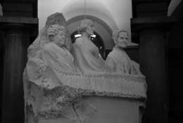 "Three Women in a Bathtub", statue for women's suffrage in capitol crypt below the rotunda. This September 15, 1964 photo shows bust of Lucretia Mott, Elizabeth Cady Stanton and Susan B. Anthony rising from a block of white marble. (AP/Photo)