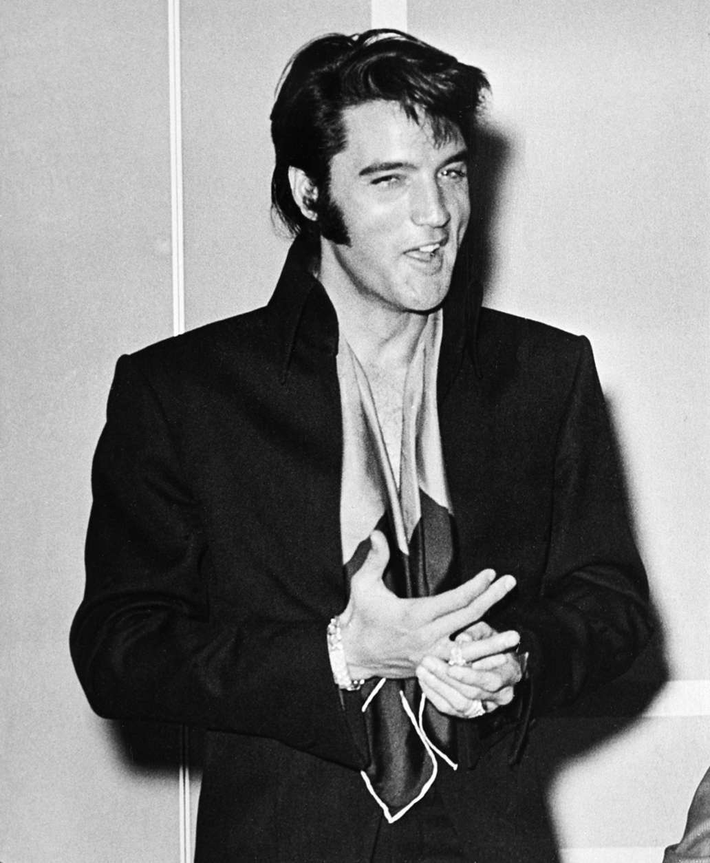 Elvis Presley is shown at the International Hotel where he made his first public stage appearance in 9 years in Las Vegas, Nev., in Aug. 1969.  (AP Photo)