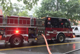Fire truck on the scene of a two-alarm-fire on Valley Drive. (Courtesy Alexandria Fire Dept.)