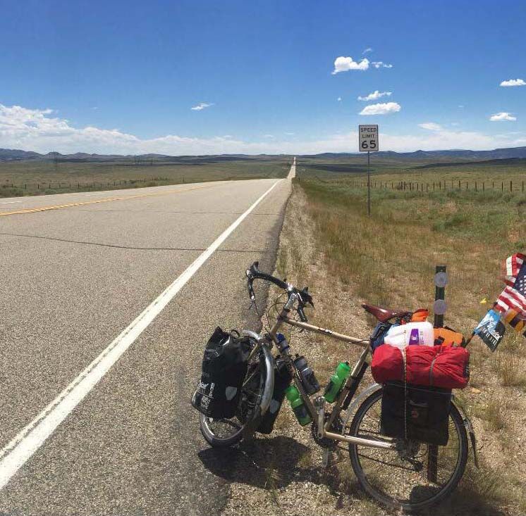 The road is clear as 24-year-old Spencer Buchness bikes through Utah on June 29 on his way to San Francisco. At one point during his trip, his bike weighed about 117 pounds. (Courtesy Spencer Buchness)