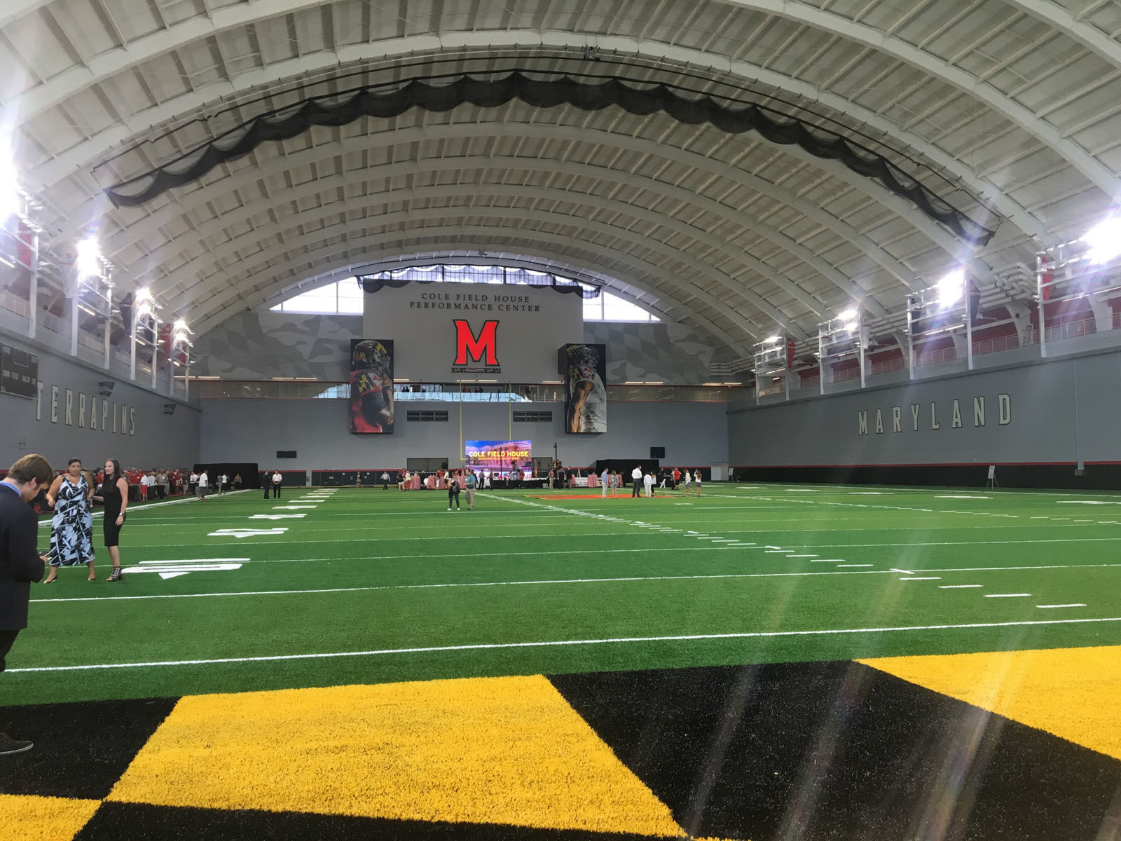 "It's a game cahnger for us with our team, with the development, with what we'll be able to do on a day-to-day basis here," said Terrapins football coach DJ Durkin in regards to the new practice facility at Cole Field House. (WTOP/Max Smith)