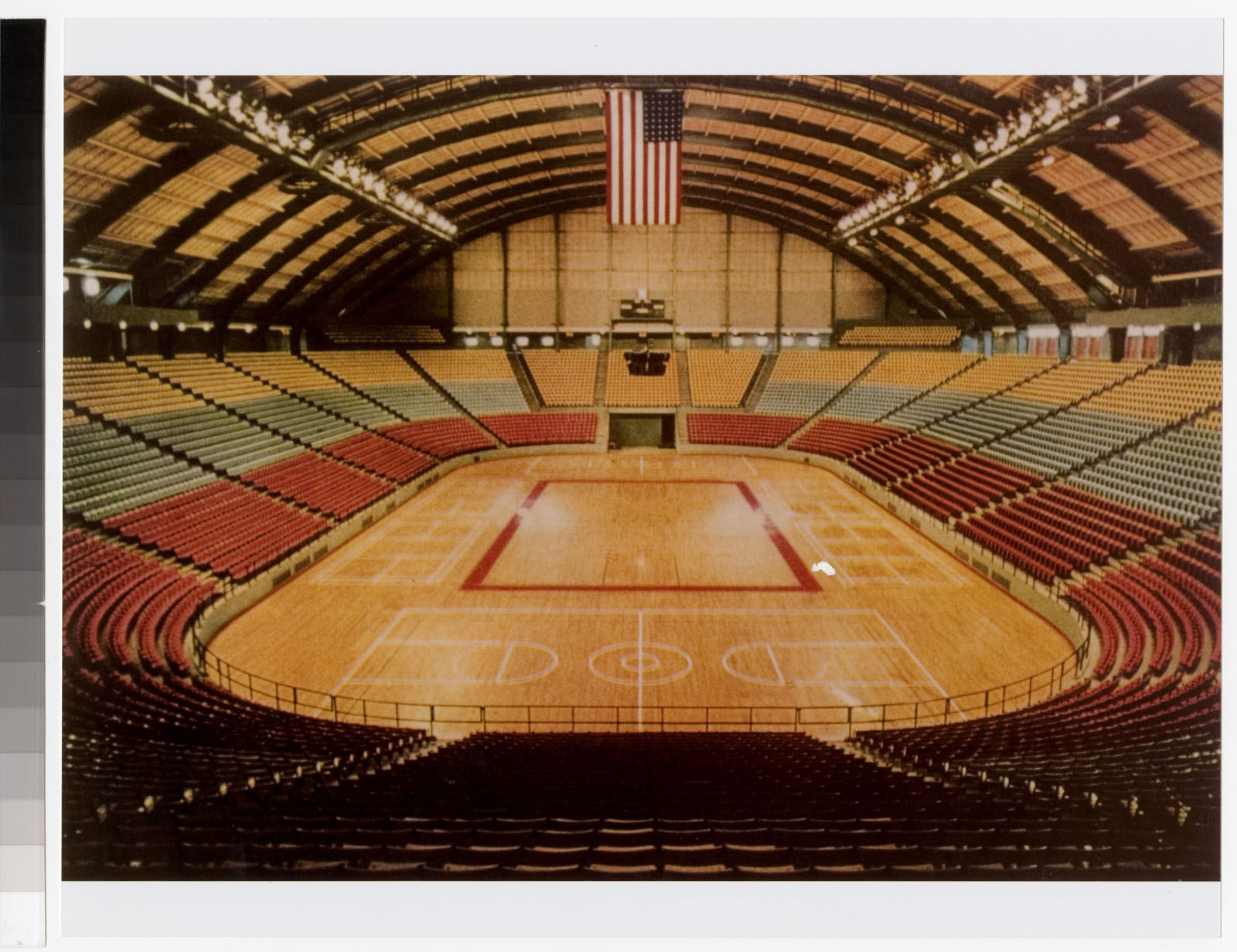 A look inside the Cole Field House, the way it looked if it were hosting a big basketball game with the original seat colors circa 1955. (Courtesy Univeristy of Maryland College Park)