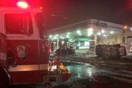 Fire crews activated the emergency fuel cutoff to prevent the station's gasoline from catching fire. (Courtesy DC Fire and EMS)