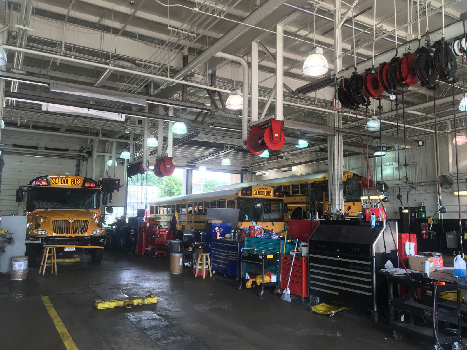 More than 80 technicians have been working on the buses all summer to be sure they are ready to roll on day one. (WTOP/Max Smith)
