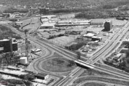 Leesburg Pike and Dolley Madison Boulevard -- the interchange road project in the heart of Tysons -- in 1974. (Courtesy Tysons Partnership)