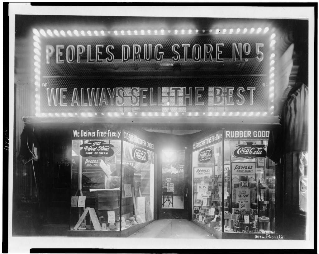People's Drug Store at 8th & H Streets, NE, Washington, D.C.  National Photo Company Collection.(Library of Congress)

