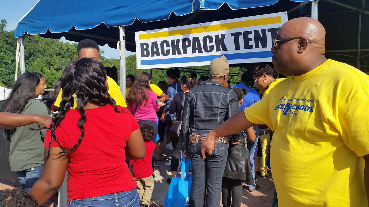 This was the 7th annual back-to-school fair.  But it’s the first year that it was held at Prince George’s Stadium which is the home to the Bowie Baysox in Bowie, Maryland. (WTOP/Kathy Stewart)