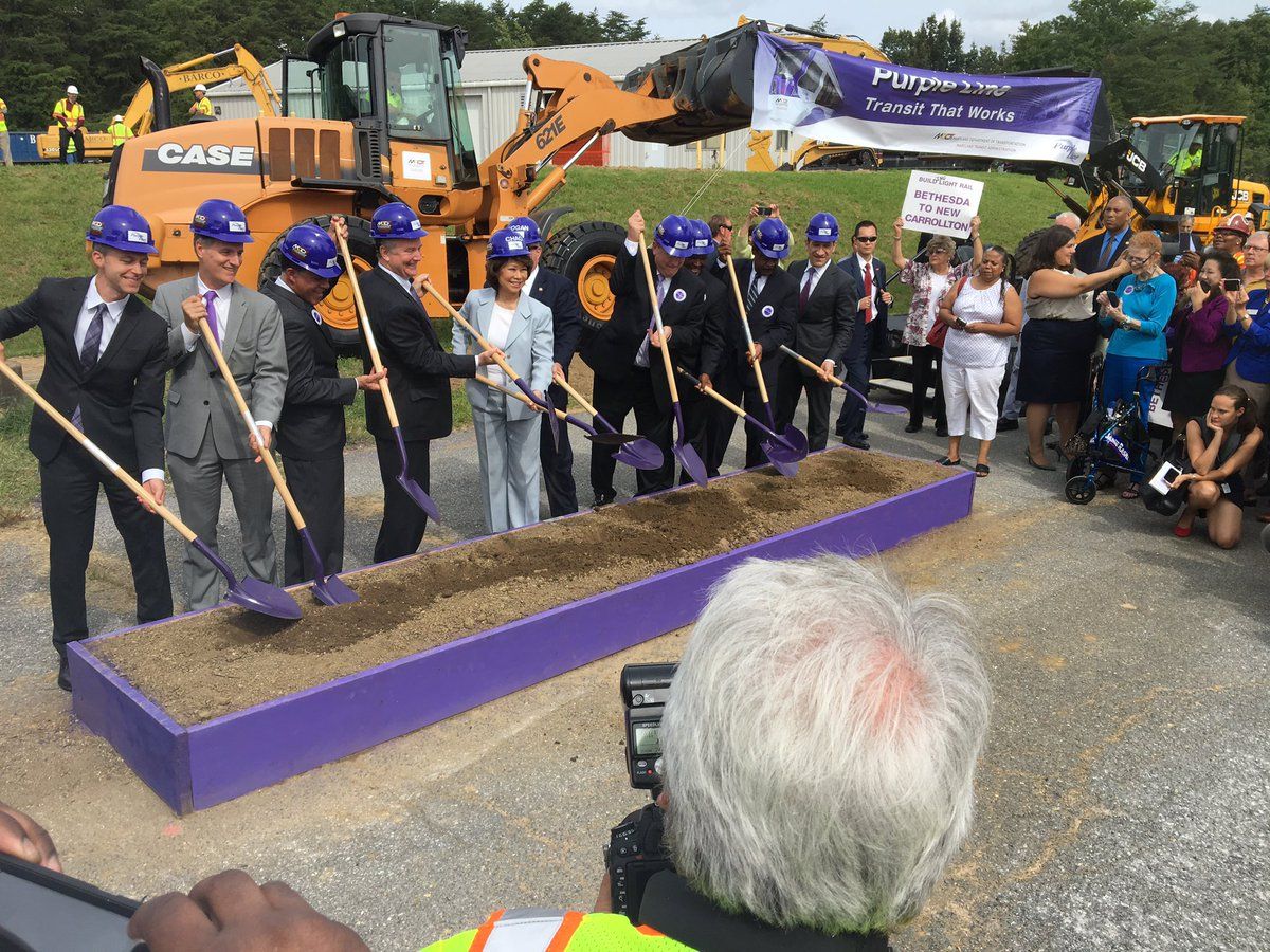 A groundbreaking ceremony for the Purple Line in August marked the start of the long-awaited construction project, scheduled to take about five years. (WTOP/Max Smith)