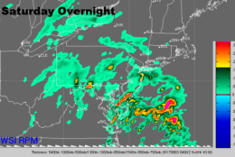 Radar for Saturday overnight. (Courtesy: The Weather Company)