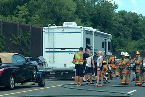 RV fire causes delays on  I-495