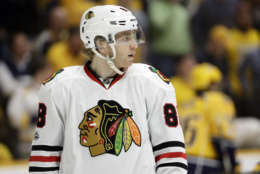 The Chicago Blackhawks have also faced some criticism for their logo, though generally that criticism has been more muted. The Blackhawks have the support of the Chicago-based American Indian Center, but the center's director, Andrew Johnson, who is Cherokee, told The Atlantic that at some town hall meetings, some Native Americans denounced the team name as racist. The Blackhaws have argued their name is not a racial stereotype since it honors a specific person, Chief Black Hawk.

Chicago Blackhawks right wing Patrick Kane plays against the Nashville Predators during the first period in Game 3 of a first-round NHL hockey playoff series Monday, April 17, 2017, in Nashville, Tenn. (AP Photo/Mark Humphrey)
