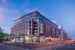 In 2016, the D.C. apartment building The Apollo opened on the 600 block of H Street NE. It's anchored by a Whole Foods Market and We Work, a shared workspace company. (Courtesy Jeffrey Sauers) 