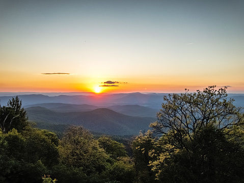 Sunset as seen from the Appalachian Mountains in Virginia