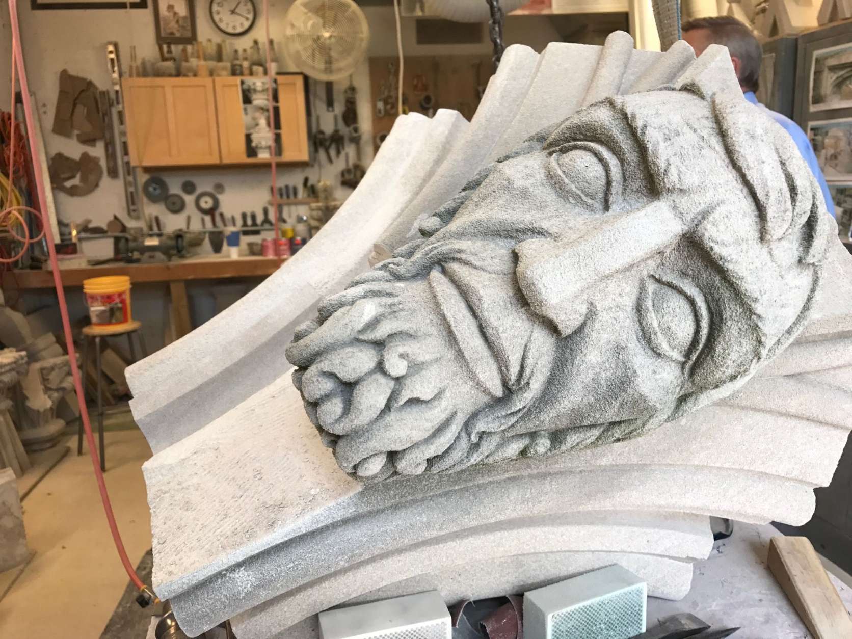 Some of the prophets do not have eyes. National Cathedral masons said the original carvers in the 1950's had artistic leeway in designing the prophets faces. (WTOP/Megan Cloherty)