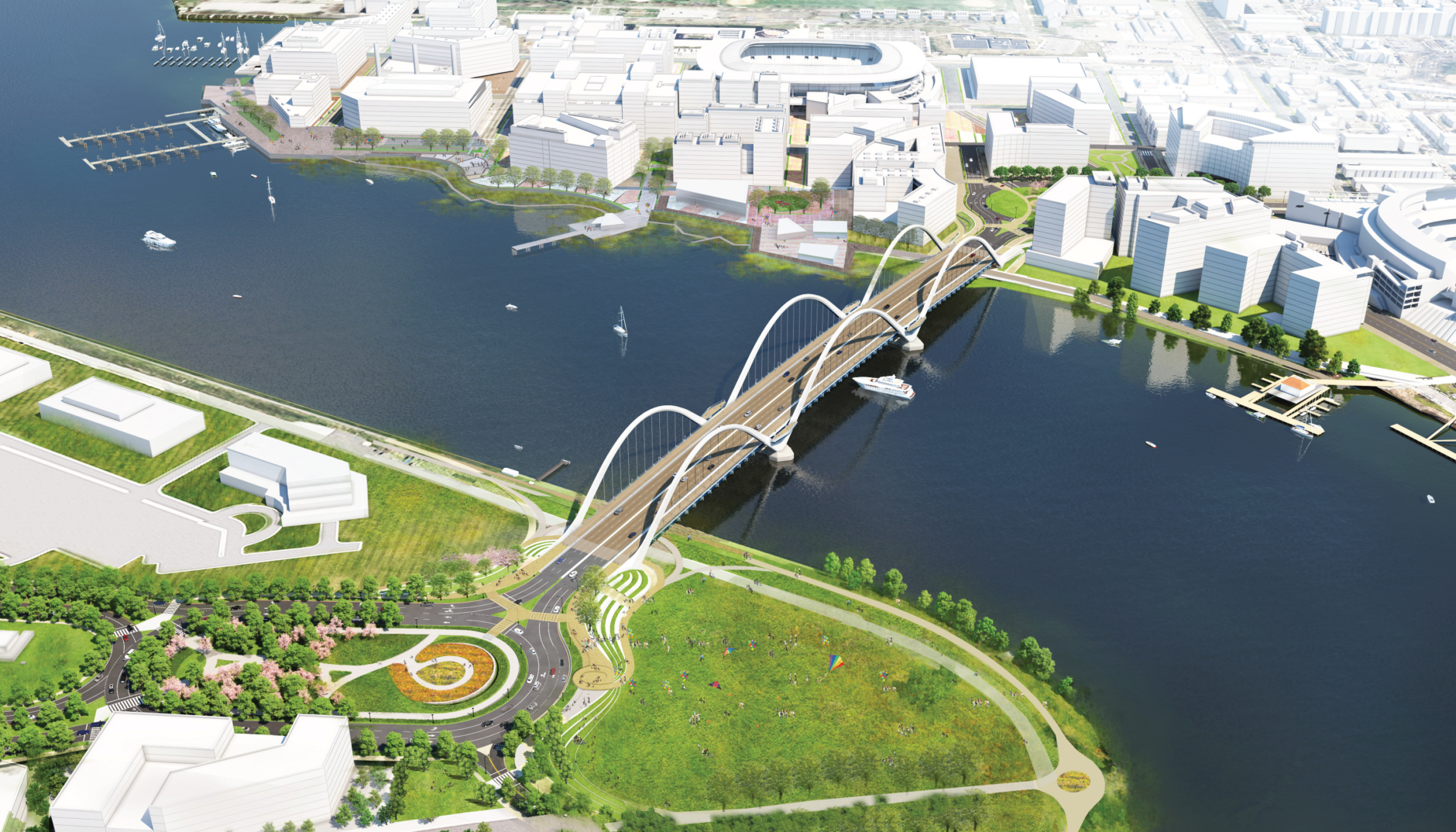 The $441 million project will also create new traffic ovals east of the river connecting South Capitol Street, Suitland Parkway and Anacostia Drive; and west of the river connecting South Capitol Street, Potomac Avenue and Q Street. (Courtesy DDOT)