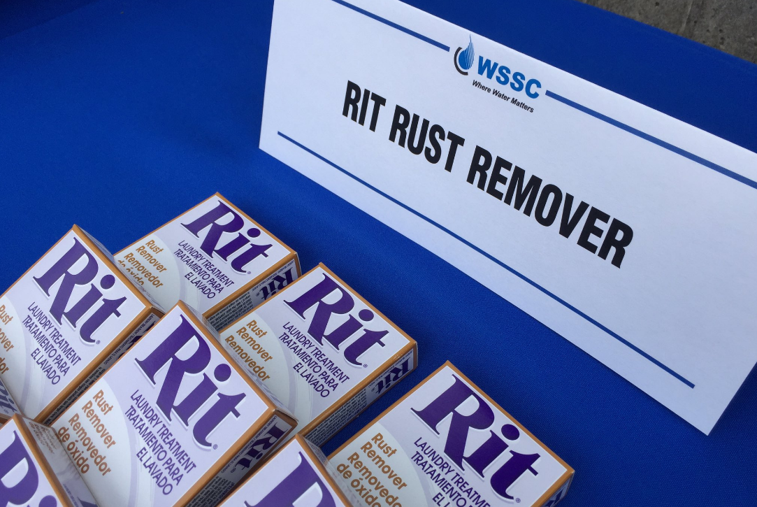 WSSC recommends using a rust-remover product when doing the laundry. (WTOP/Kristi King)