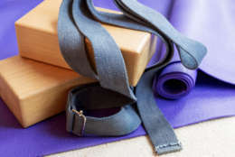 Fitness yoga pilates equipment props on a carpet