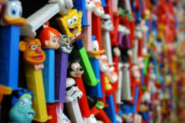 A display of PEZ dispensers is seen at the newly opened Easton Museum of PEZ Dispensers, July 18, 2003, in Easton, Pa. Paces away from The Crayola Factory, the museum is another childhood fantasyland, with creative landscapes and lots and lots of PEZ. (AP Photo/Chris Gardner)