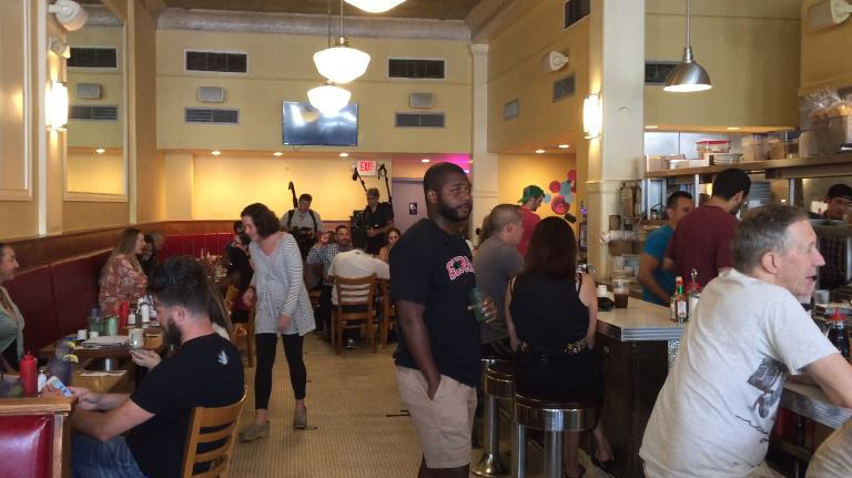 Filming inside The Diner in Adam's Morgan for Jerry Seinfeld's show "Comedians in Cars Getting Coffee." Seinfeld was joined by D.C. native Dave Chappelle. (WTOP/Kristi King)