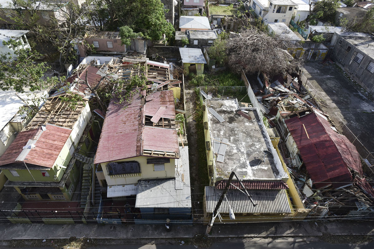 A view of El Gandul Community in Santurce after the scourge of Hurricane Maria, in San Juan, Puerto Rico, Monday, Sept. 25, 2017. The island territory of more than 3 million U.S. citizens is reeling in the devastating wake of Hurricane Maria. (AP Photo/Carlos Giusti)