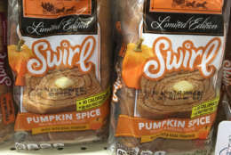 Pop two slices of these in the toaster. Pumpkin spice "swirl" bread. (WTOP/Jack Moore)