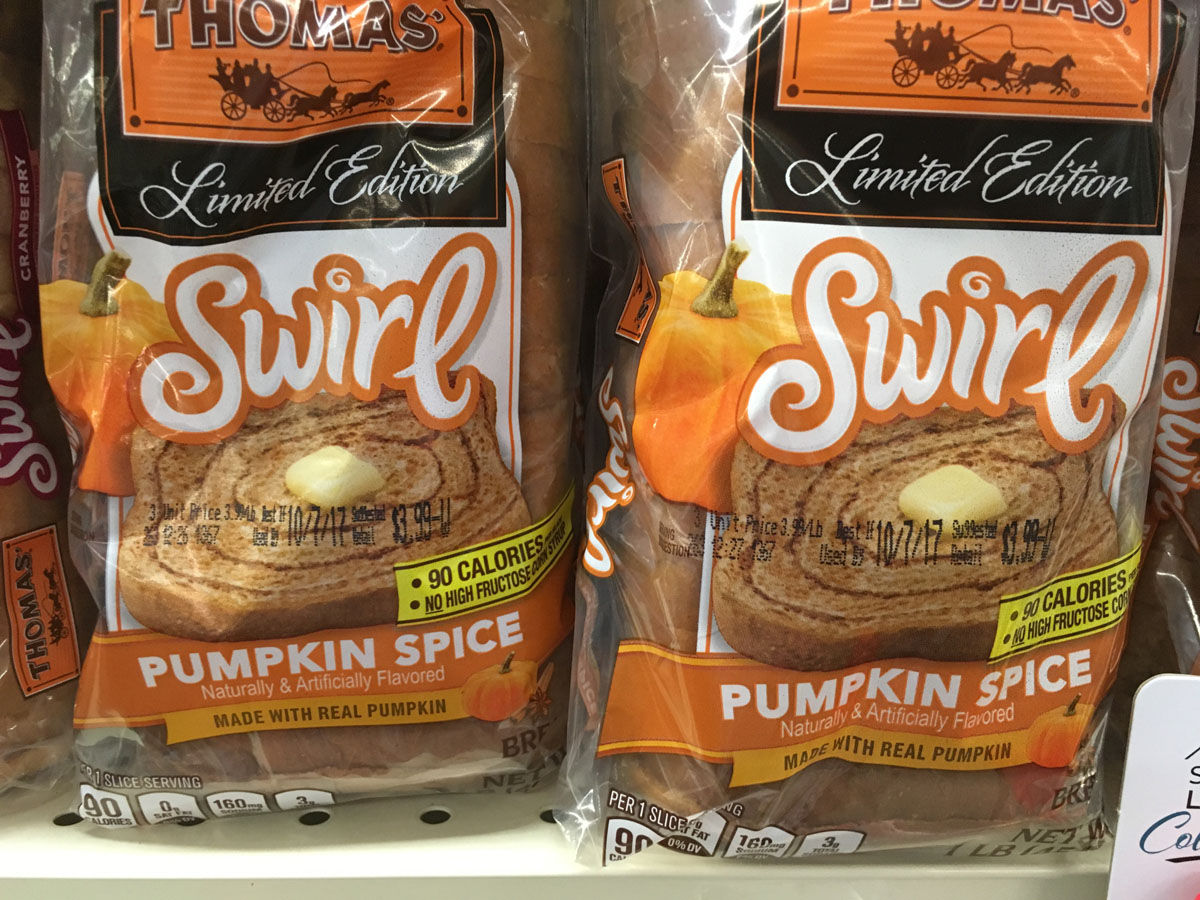 Pop two slices of these in the toaster. Pumpkin spice "swirl" bread. (WTOP/Jack Moore)