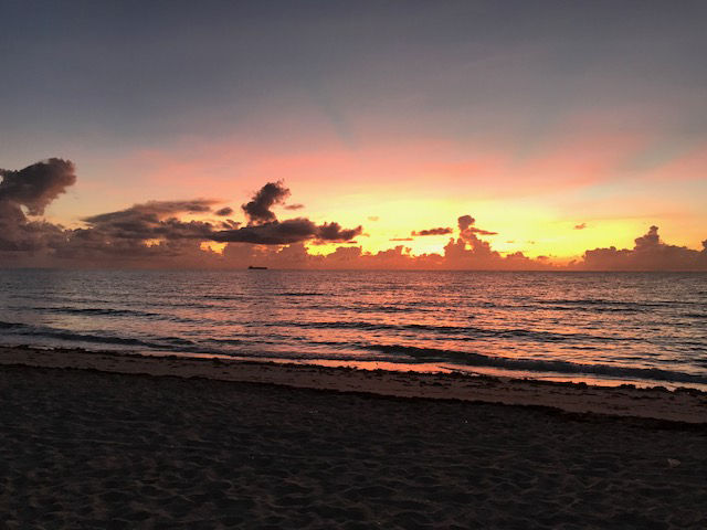 The sun rises over South Beach, Florida, on Thursday, Sept. 7, ahead of Hurricane Irma's arrival. (WTOP/Steve Dresner)