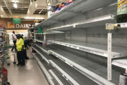Empty store shelves at Publix Supermarket in South Beach, Florida. (WTOP/Steve Dresner)
