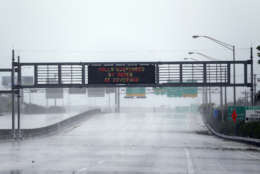Interstate 95 Northbound is deserted as Hurricane Irma passes by, Sunday, Sept. 10, 2017, in Miami. (AP Photo/Wilfredo Lee)