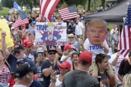 People gather on the National Mall in Washington, Saturday, Sept. 16, 2017, to attend a rally in support of President Donald Trump in what organizers are calling 'The Mother of All Rallies." (AP Photo/Susan Walsh)