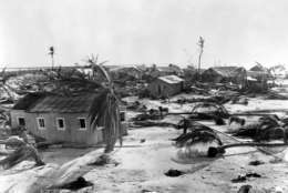A typical scene at Long Key, Florida, USA, where wind with estimated velocity of 165 miles an hour swept the cluster of homes on September 15, 1935, destroying buildings and uprooting trees all before it leaving a trail of death in many parts of Florida. (AP Photo)