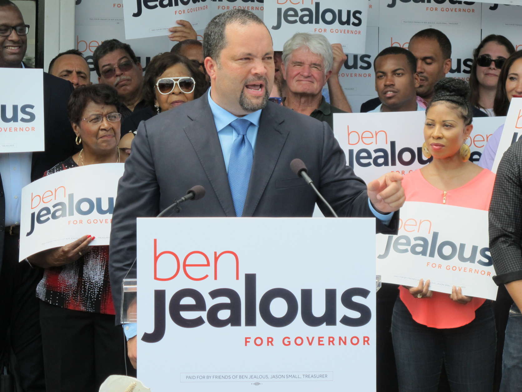 Former NAACP chairman Ben Jealous announces his campaign for governor of Maryland during a rally in Baltimore, Wednesday, May 31, 2017. Jealous wills seek the Democratic nomination. (AP Photo/Brian Witte)