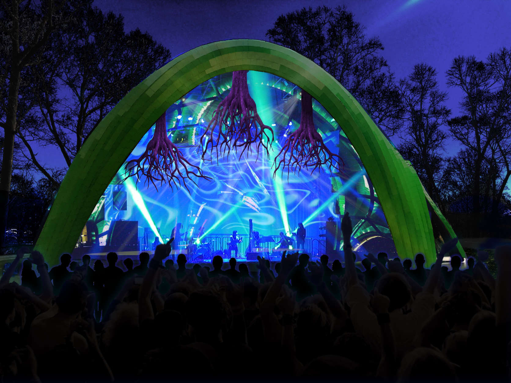 Merriweather Park's new Chrysalis stage shows there is potential for the park's cultural programming to diversify, said OPUS 1 curator and producer Ken Farmer. (Rendering courtesy Wild Dogs International)