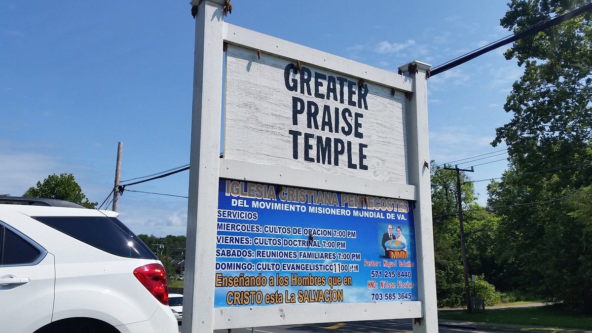 Last Sunday, as members of Greater Praise Temple Ministries opened up for services, they found racist messages taped to the church's front door. (WTOP/Kathy Stewart)