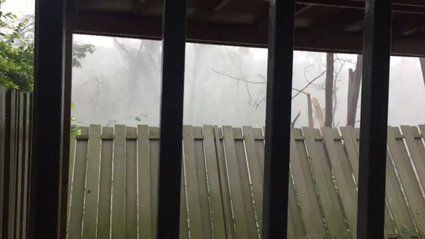 Winds from Hurricane Maria brought down a fence in San Juan on Wednesday. 