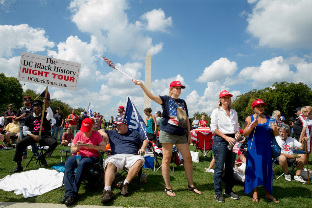 WASHINGTON, DC - SEPTEMBER 16: Pro-Trump supports raliy on the National mall on September 16, 2017 in Washington, DC. Organizers are calling the rally in support of President Donald Trump  "The Mother of All Rallies",  President Trump is in New Jersey ahead of attending the U.N. General Assembly next week.  (Photo by Tasos Katopodis/Getty Images)