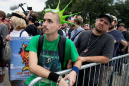 WASHINGTON, DC - SEPTEMBER 16:  People gather for a rally during the Juggalo March at the Lincoln Memorial on the National Mall, September 16, 2017 in Washington, DC. Fans of the band Insane Clown Posse, known as Juggalos, are protesting their identification as a gang by the FBI in a 2011 National Gang Threat Assessment.   (Photo by Tasos Katopodis/Getty Images)