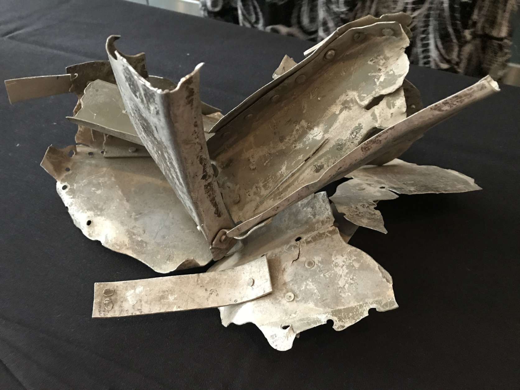 Also joining the museum's collection is a mangled piece of the U2 spy plane, flown by U.S. pilot Francis Gary Powers. It was shot down over the Soviet Union in 1960. (WTOP/Ginger Whitaker)