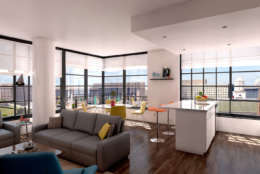 This image shows the interior of one of the units inside Incanto Apartments, one of two apartment buildings constructe as part of the mile-long redevelopment of the Southwest Waterfront, called The Wharf. Two condo buildings were also built. As many as 2,000 people will live in the 900 new housing units. (Courtesy PN Hoffman)
