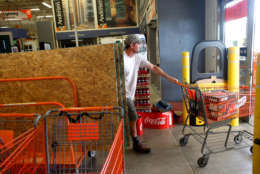 Shoppers gather supplies at a Home Depot store as residents in the area prepare ahead of Hurricane Irma on Sept. 5, 2017 in Tampa, Florida. The National Hurricane Center (NHC) has reported that  Hurricane Irma has strengthened to a Category 5 storm as it crosses into the Caribbean and is expected to move on towards Florida.  (Photo by Brian Blanco/Getty Images)