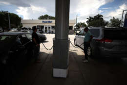People get gas in preperation for Hurricane Irma on Sept. 6, 2017 in Doral, Florida. It's still too early to know where the direct impact of the hurricane will take place but the state of Florida is in the area of possible landfall.  (Photo by Mark Wilson/Getty Images)