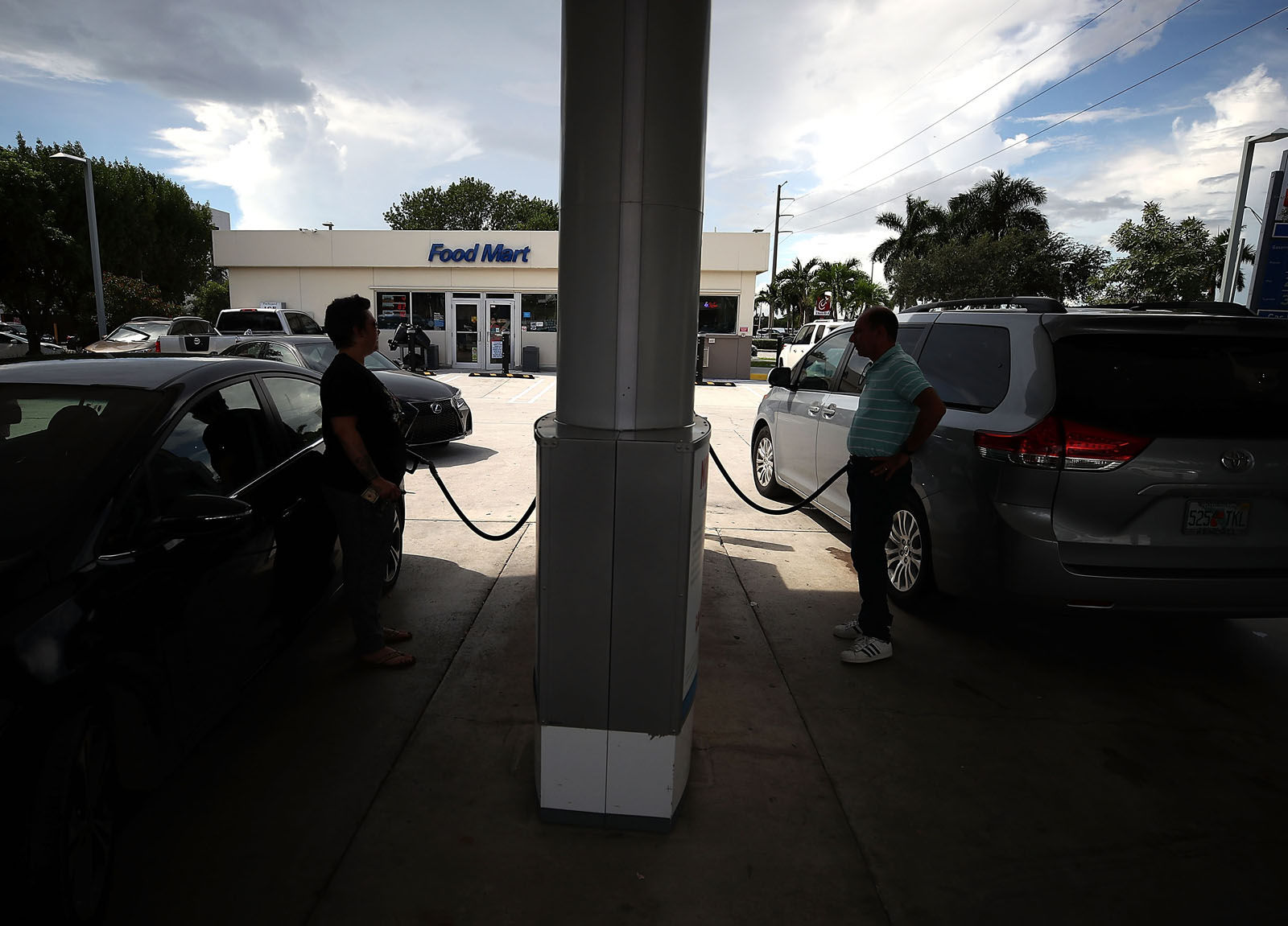 People get gas in preperation for Hurricane Irma on Sept. 6, 2017 in Doral, Florida. It's still too early to know where the direct impact of the hurricane will take place but the state of Florida is in the area of possible landfall.  (Photo by Mark Wilson/Getty Images)