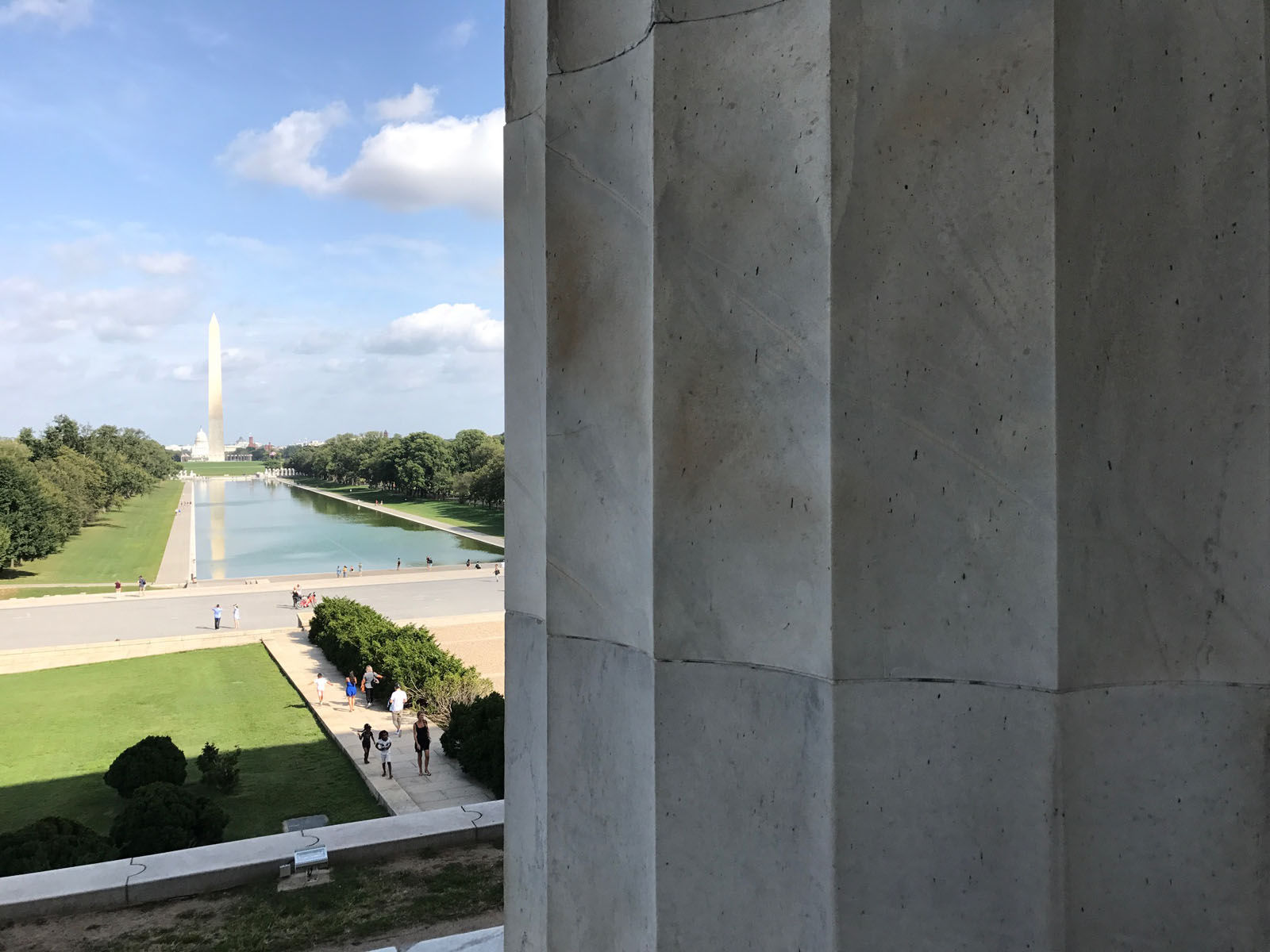 A man was charged Sunday, September 18 for damaging the Lincoln Memorial by carving his name in a stone pillar. (Megan Cloherty/WTOP)