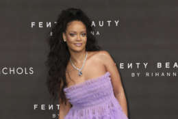 Singer Rihanna poses for photographers upon arrival at the Fenty Beauty by Rihanna fashion range launch during London Fashion Week in London, Tuesday, Sept. 19, 2017. (Photo by Vianney Le Caer/Invision/AP)